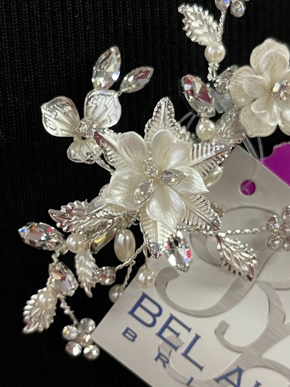Bridal Hair Clip Bel Aire 2181 Silver/Ivory NWT - Picture 2 of 5